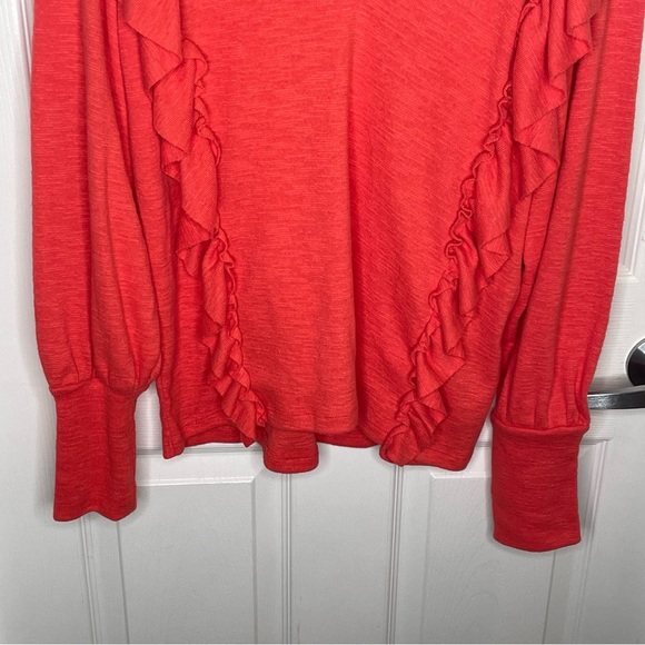 Pilcro Cozy Popover Ruffle Pullover Sweater in Coral Office Career Date Night M - Picture 6 of 14